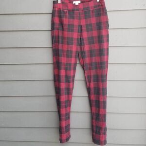 Coldwater Creek Red Black Plaid Stretch Pants size 10